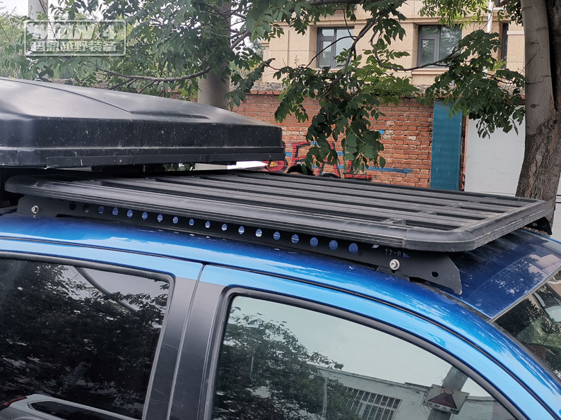 Roof Rack For 2005-2023 Toyota Tacoma Double Cab – 2 Side Rails + 2 Cross Bars, Black Aluminum