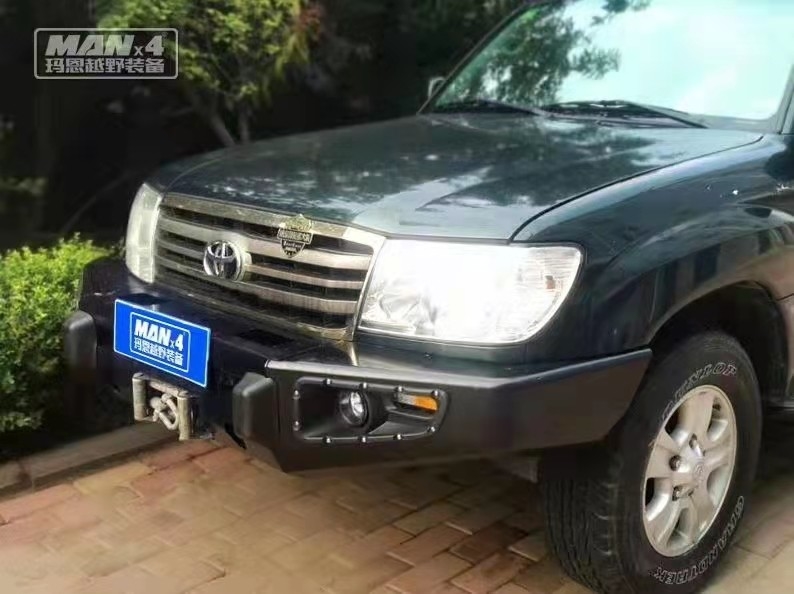 Black Steel 4x4 Bumper Front TOYOTA Bull Bar For LC100 Compatible Winch