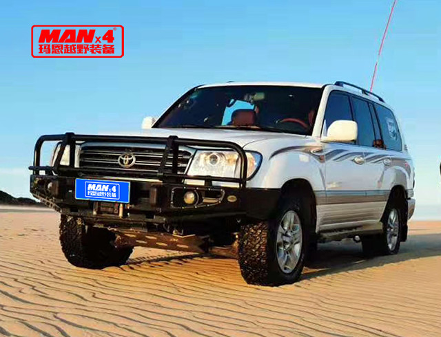 LC100 Black Steel Bumper Front Offroad Bull Bar With 3 Loop